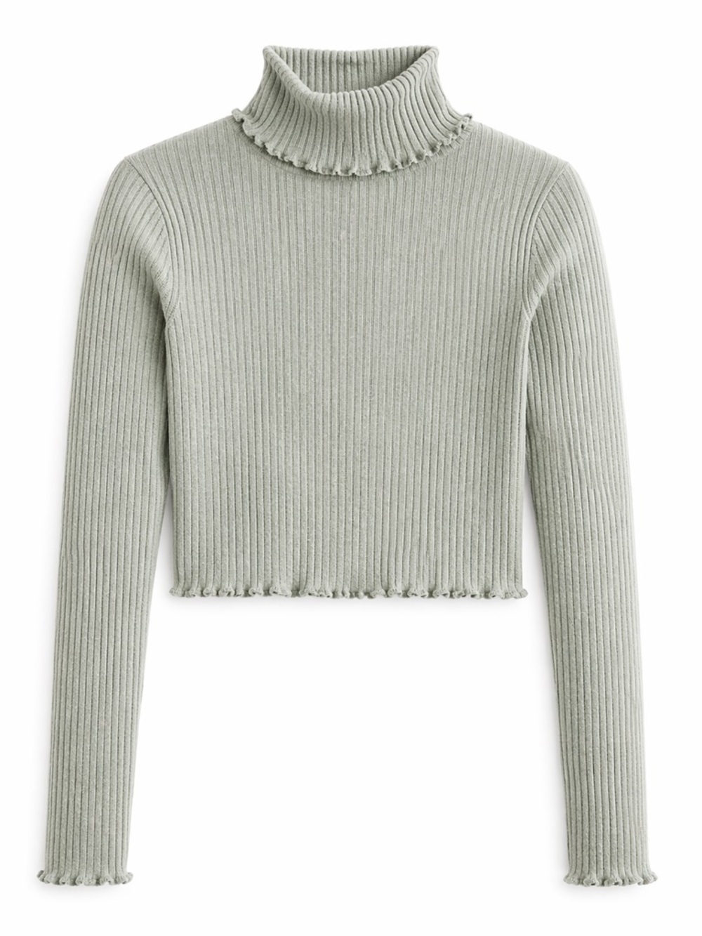 Madewell Sage Ribbed Mock Neck Cropped Sweater - Picture 2 of 8